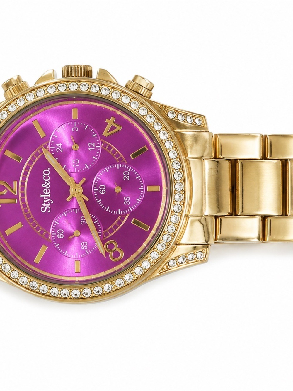 Gold-Tone Watch with Purple Dial